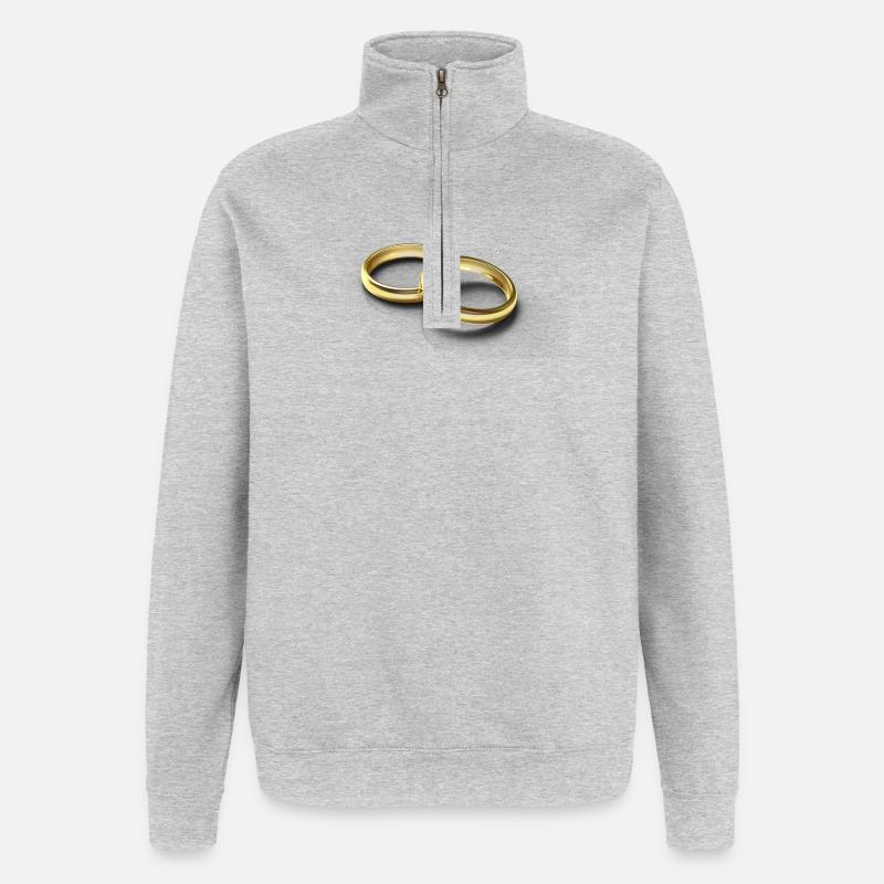 Goldene Ringe Hochzeitsthema - Quarter-Zip-Sweatshirt - Grau meliert