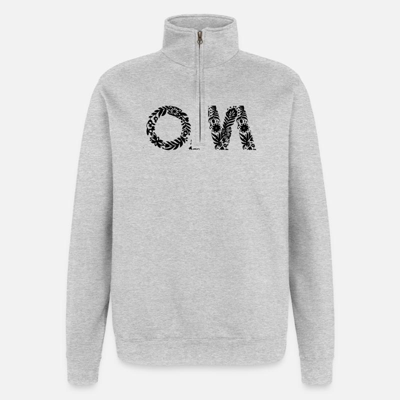 Om - Sweat à zip 1/4 - gris chiné