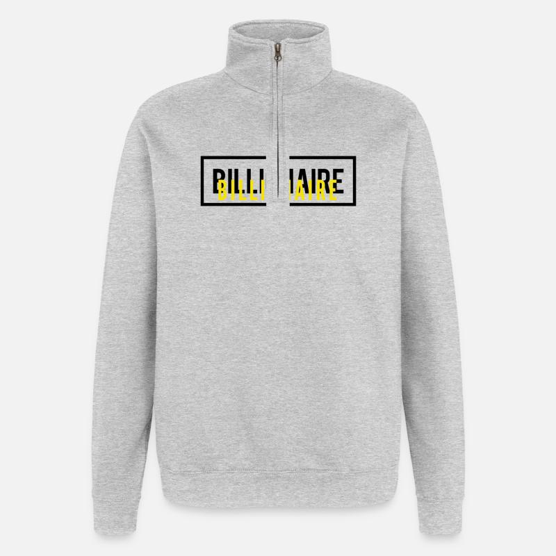 Conception de texte de motivation milliardaire - Sweat à zip 1/4 - gris chiné