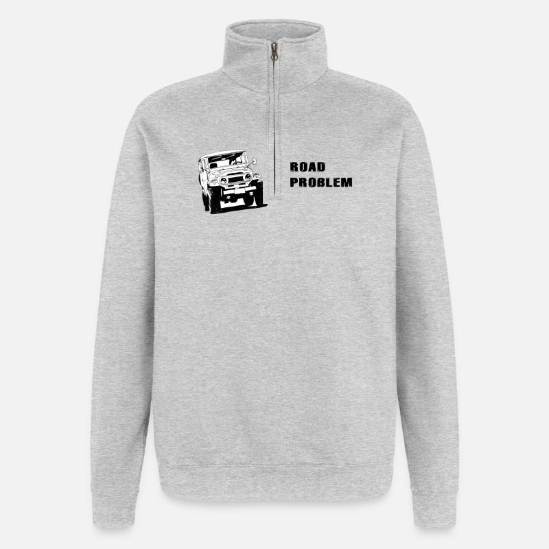 Landcruiser BJ40 No Road No Problem - Sweat à zip 1/4 - gris chiné