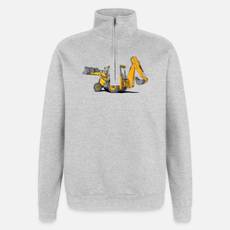 Backhoe Loader Tractor - Quarter-Zip Sweatshirt - heather grey