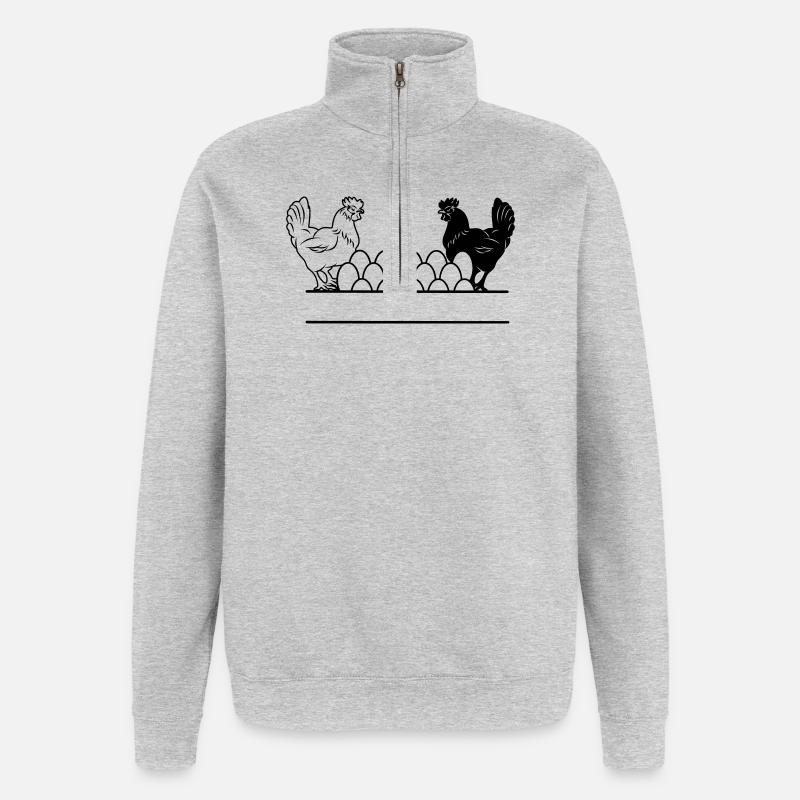Monogramme de poulet foncé et clair - Sweat à zip 1/4 - gris chiné