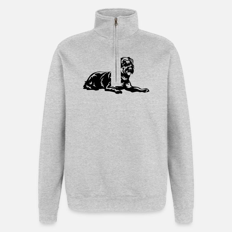 Schnauzer géant - Sweat à zip 1/4 - gris chiné