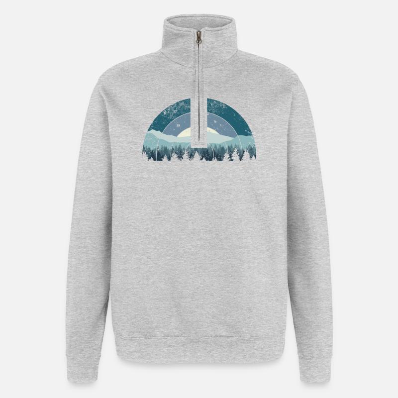 Blue Arc Forest Landscape - Quarter-Zip Sweatshirt - heather grey