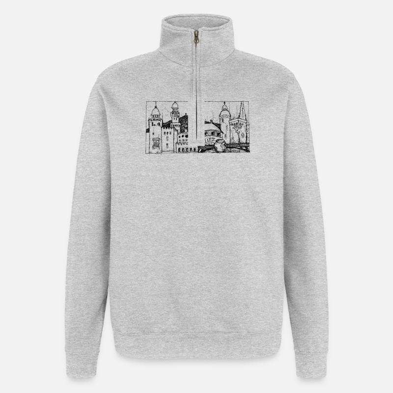 Görlitz Skyline - Quarter-Zip-Sweatshirt - Grau meliert