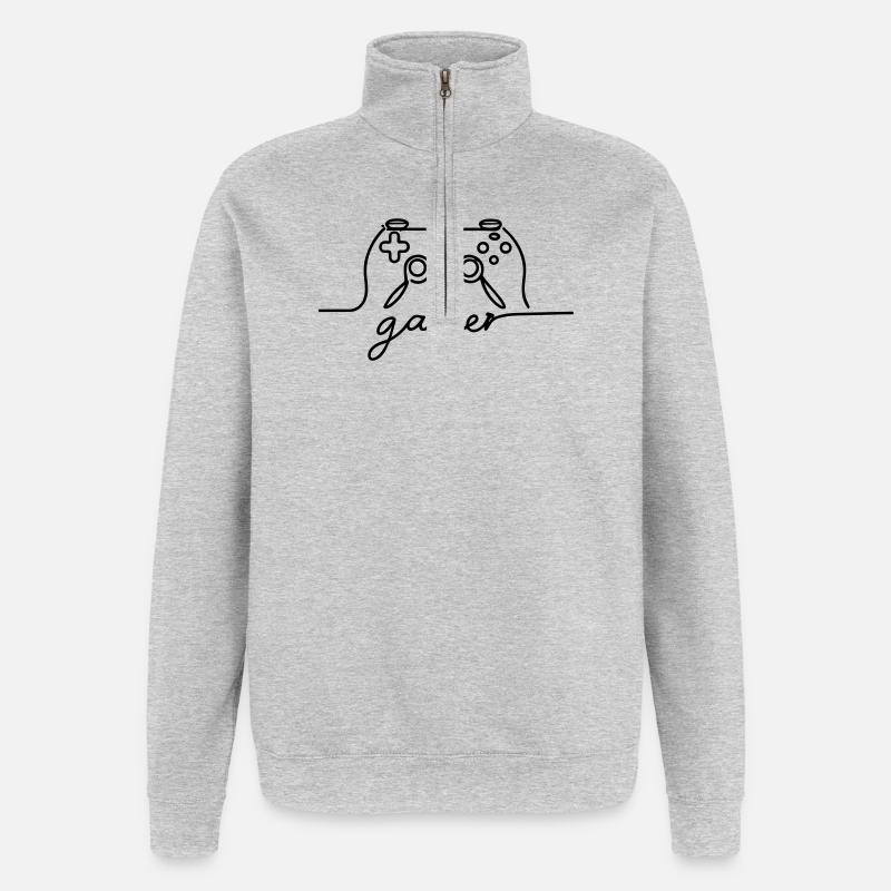 Linear Controller - Gamer - Quarter-Zip Sweatshirt - heather grey