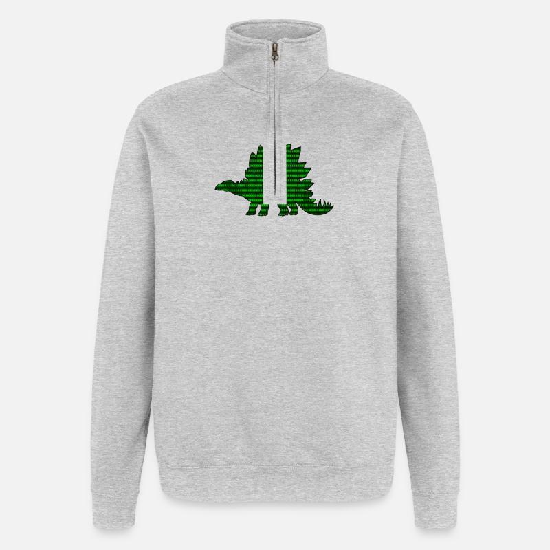 Digital Dinosaur - Quarter-Zip-Sweatshirt - Grau meliert