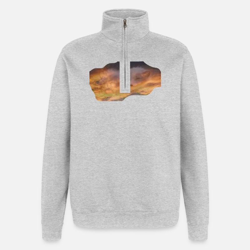 träumender Polarfuchs - Quarter-Zip-Sweatshirt - Grau meliert