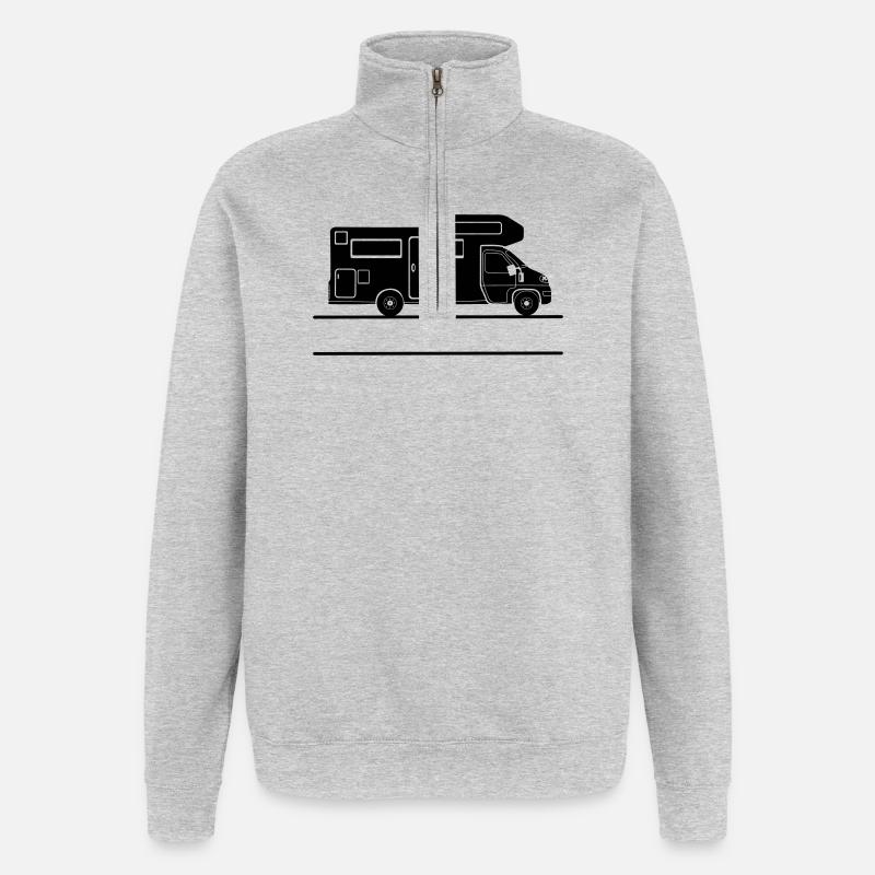 Camper silhouette with namespace - Quarter-Zip Sweatshirt - heather grey