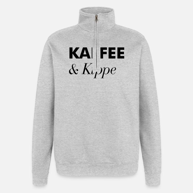 Kaffee Kippe Guten Morgen - Quarter-Zip-Sweatshirt - Grau meliert