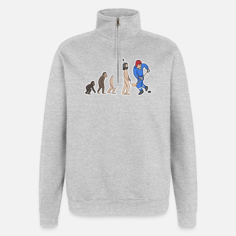 Evolution Eishockeyspieler  - Quarter-Zip Sweatshirt - heather grey