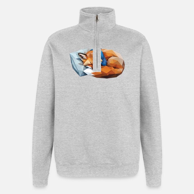 Sleeping Fox in Polygon Style - Quarter-Zip Sweatshirt - heather grey
