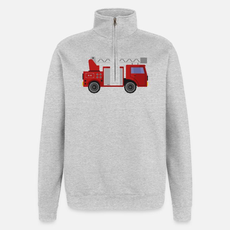 Feuerwehrauto - Quarter-Zip-Sweatshirt - Grau meliert