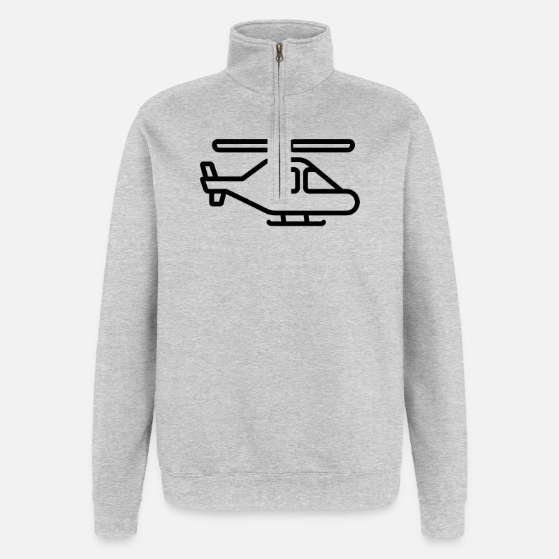 hélicoptère - Sweat à zip 1/4 - gris chiné