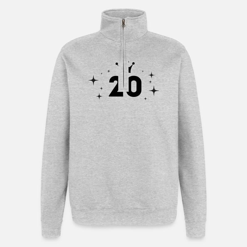 20e anniversaire 20 ans - Sweat à zip 1/4 - gris chiné