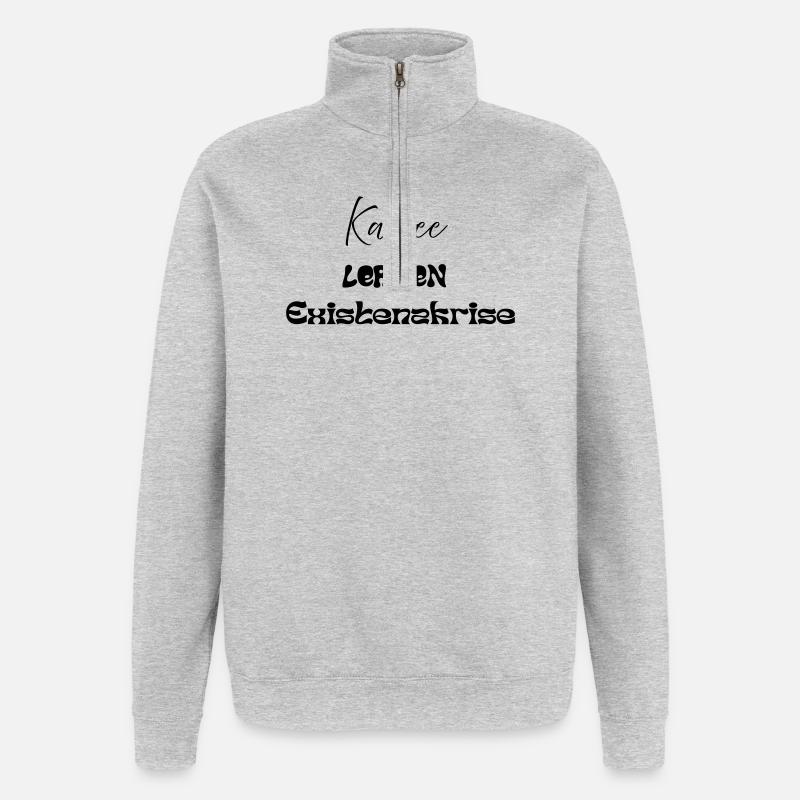 Café -> Apprentissage -> Crise existentielle - Sweat à zip 1/4 - gris chiné