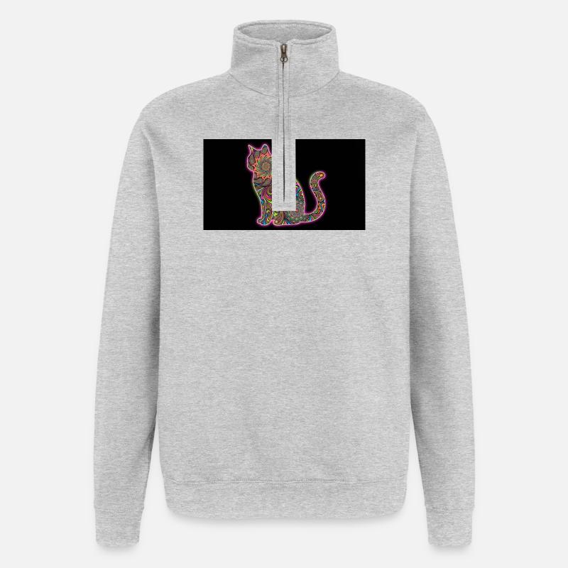Psychedelic Cat Patterns - Quarter-Zip Sweatshirt - heather grey