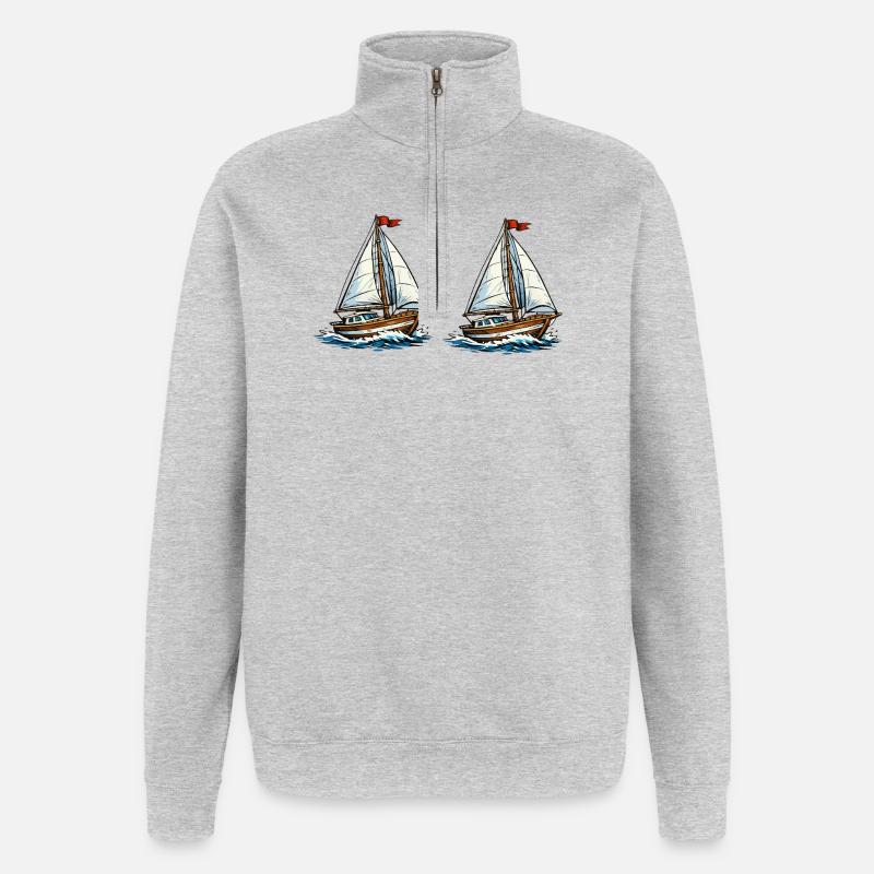 Sailing ships on waves - Quarter-Zip Sweatshirt - heather grey