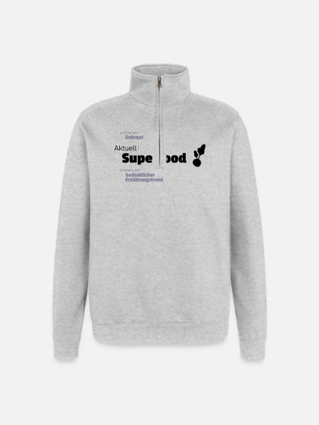 aktuelles Superfood - Quarter-Zip-Sweatshirt - Grau meliert