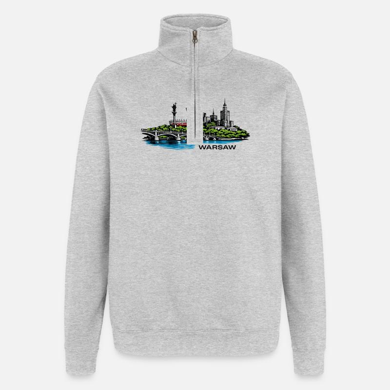 Varsovie - Sweat à zip 1/4 - gris chiné