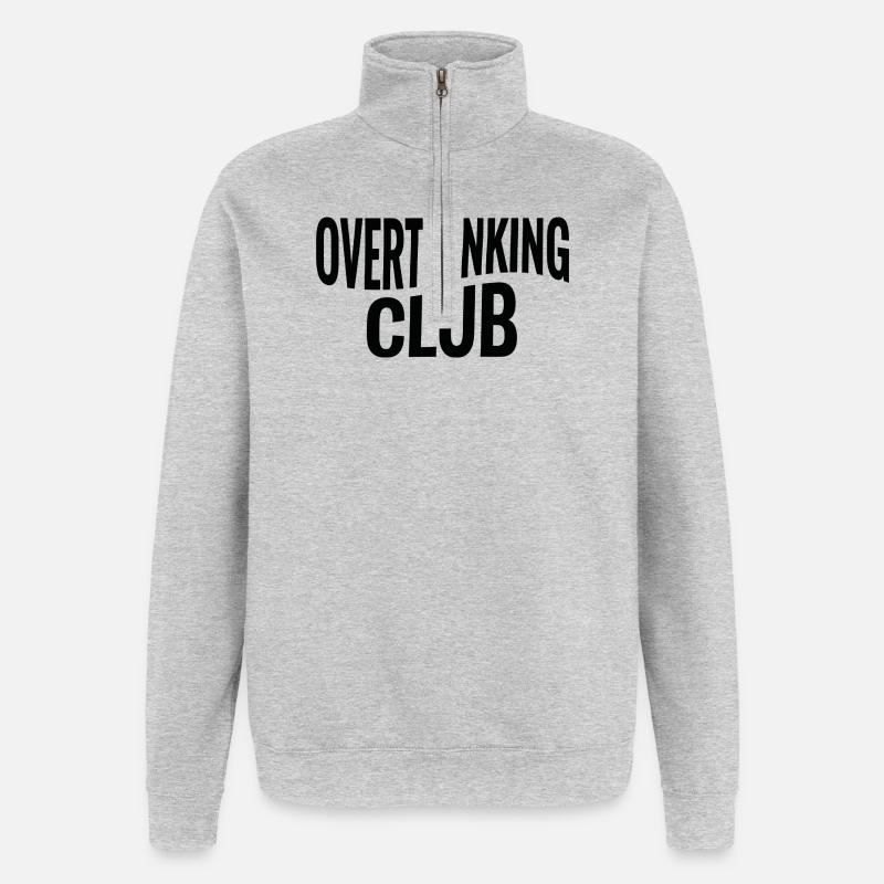 Overthinking Club Spruch - Quarter-Zip-Sweatshirt - Grau meliert