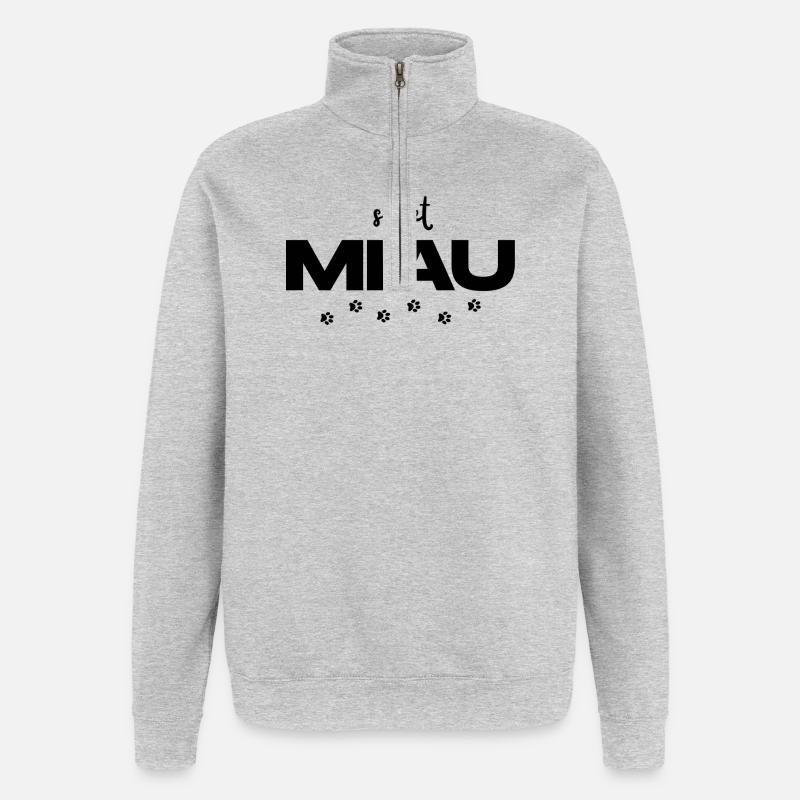 MIAU – Das süße Katzen Statement  - Quarter-Zip-Sweatshirt - Grau meliert