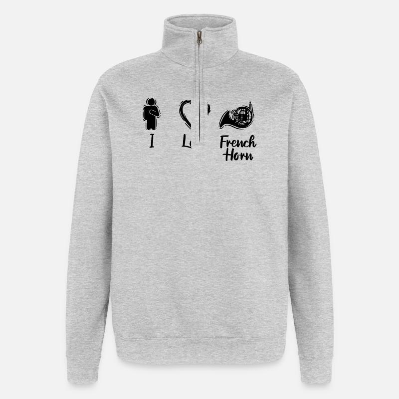 Waldhorn Liebe - Quarter-Zip-Sweatshirt - Grau meliert