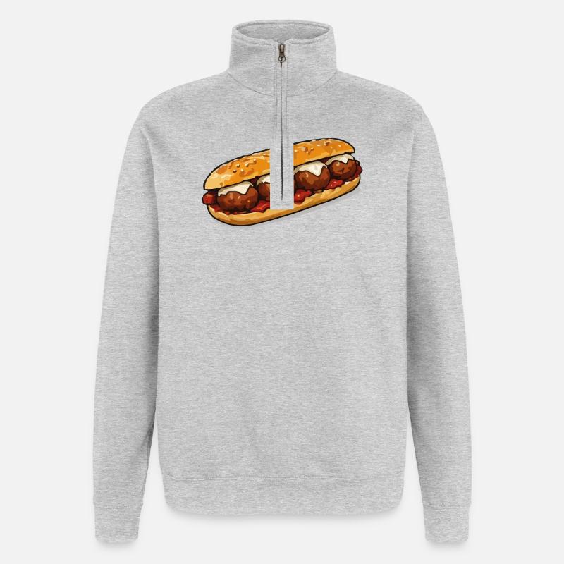 Barbecue à baguette - Sweat à zip 1/4 - gris chiné
