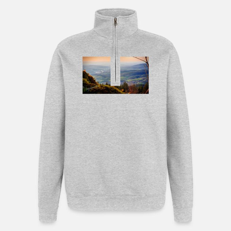 Evening panorama mountain landscape - Quarter-Zip Sweatshirt - heather grey