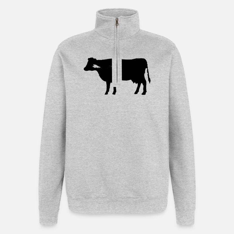 Kuh - Quarter-Zip-Sweatshirt - Grau meliert