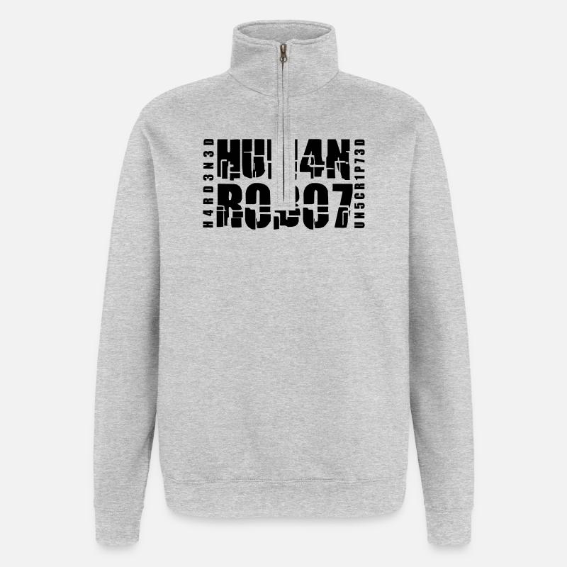 hardened human robot unscripted - Quarter-Zip-Sweatshirt - Grau meliert