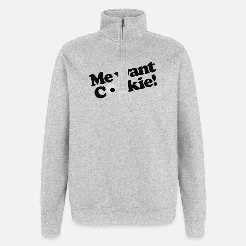 Ich will Plätzchen! - Quarter-Zip-Sweatshirt - Grau meliert