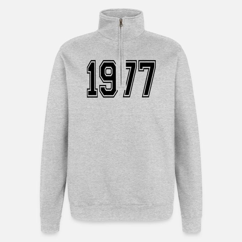 1977 - Sweat à zip 1/4 - gris chiné