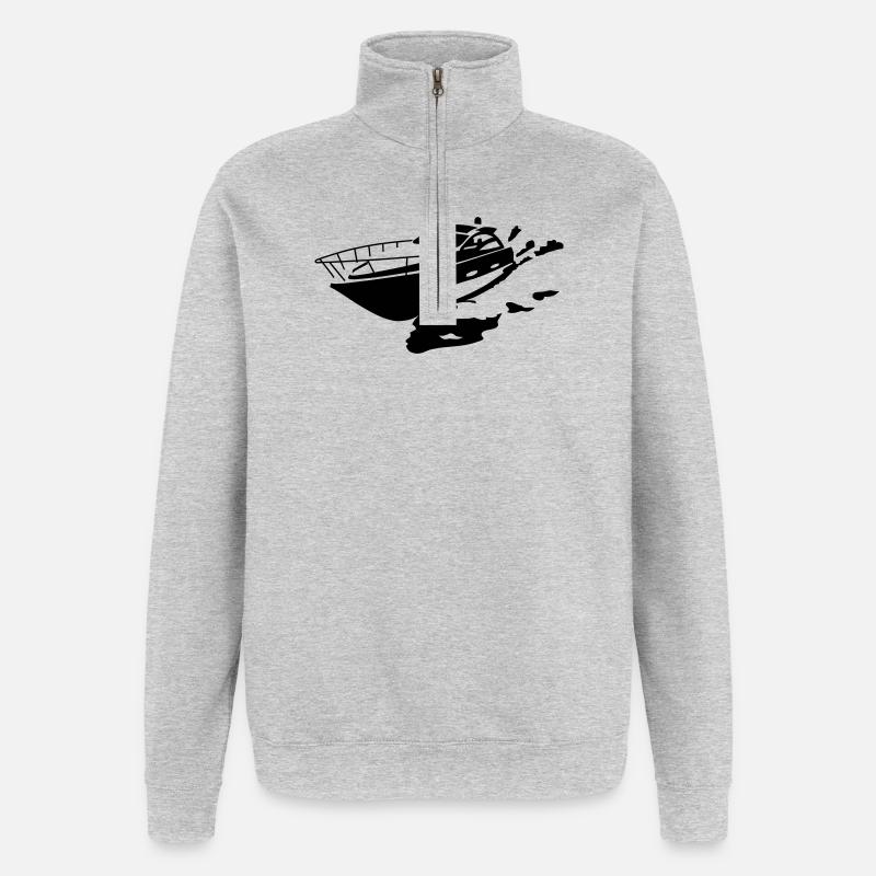Motorboot - Quarter-Zip-Sweatshirt - Grau meliert