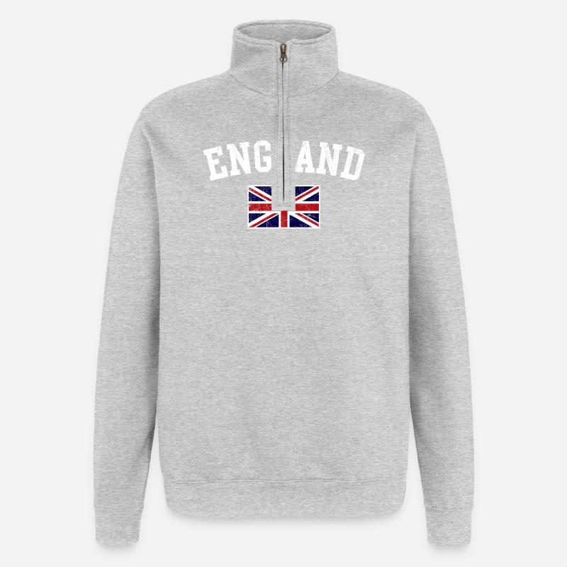 Union Jack de l’Angleterre - Sweat à zip 1/4 - gris chiné