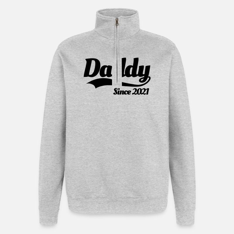 Père grossesse enceinte Papa depuis 2021 - Sweat à zip 1/4 - gris chiné
