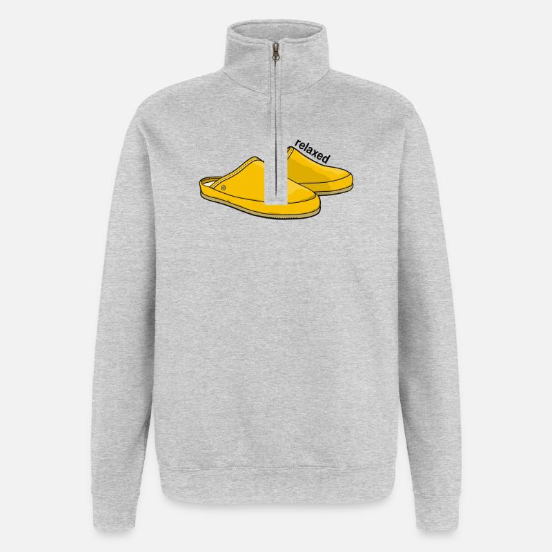 Jaune détendu - Sweat à zip 1/4 - gris chiné