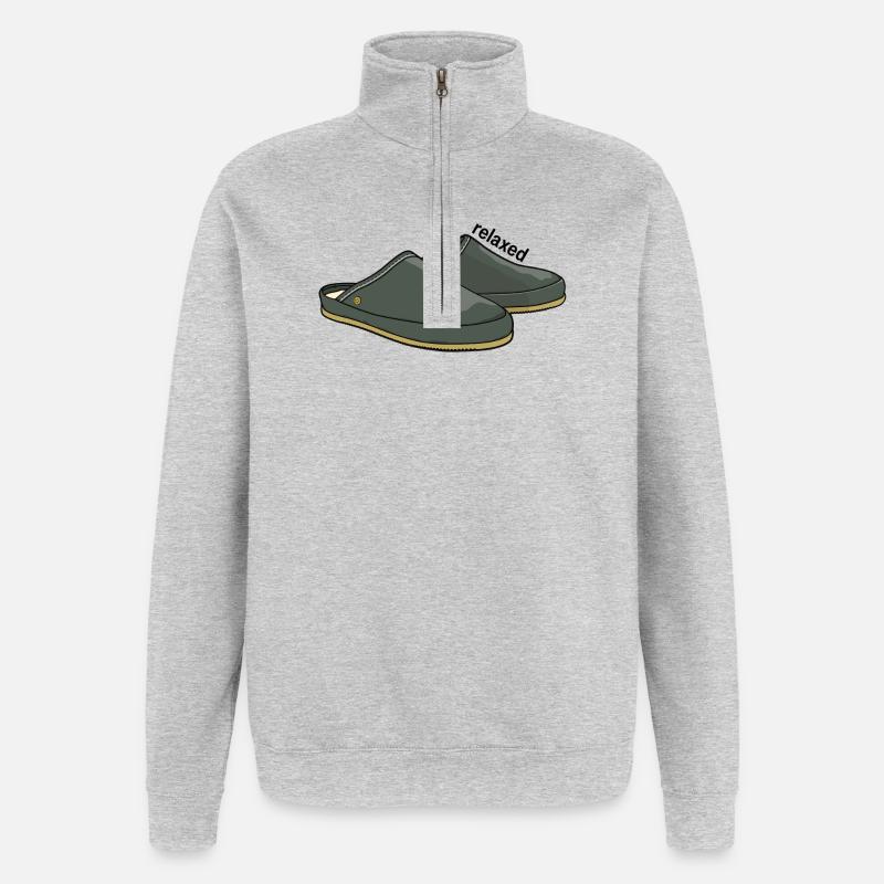 Gris détendu - Sweat à zip 1/4 - gris chiné