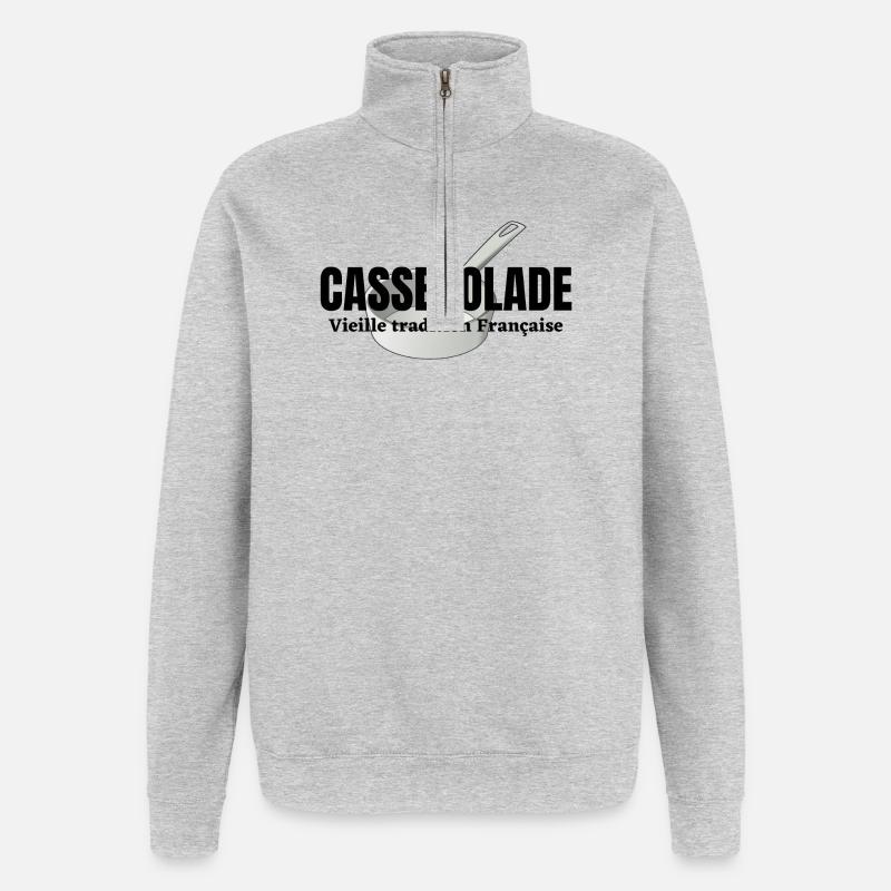 casserole, casserolade, réforme des retraites - Sweat à zip 1/4 - gris chiné