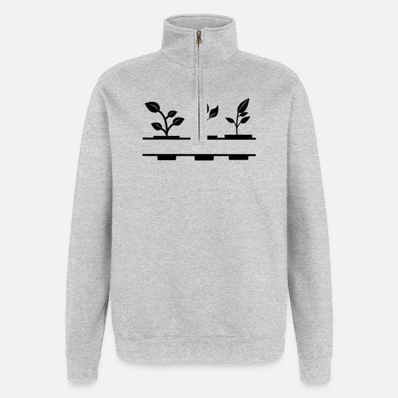 Coupes de bannières - Sweat à zip 1/4 - gris chiné