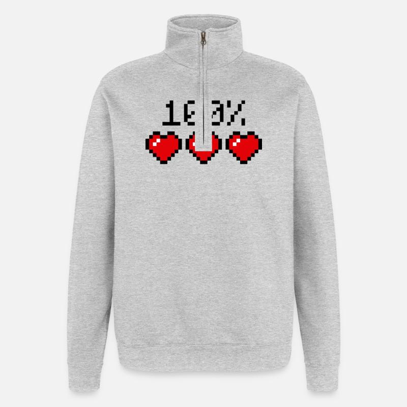 Hundertprozent Statement Partner oder Sportler - Quarter-Zip-Sweatshirt - Grau meliert