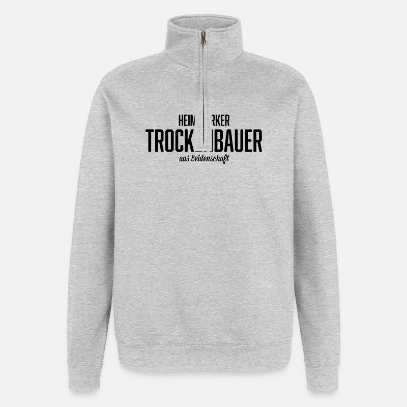 Heimwerker Trockenbauer - Quarter-Zip-Sweatshirt - Grau meliert