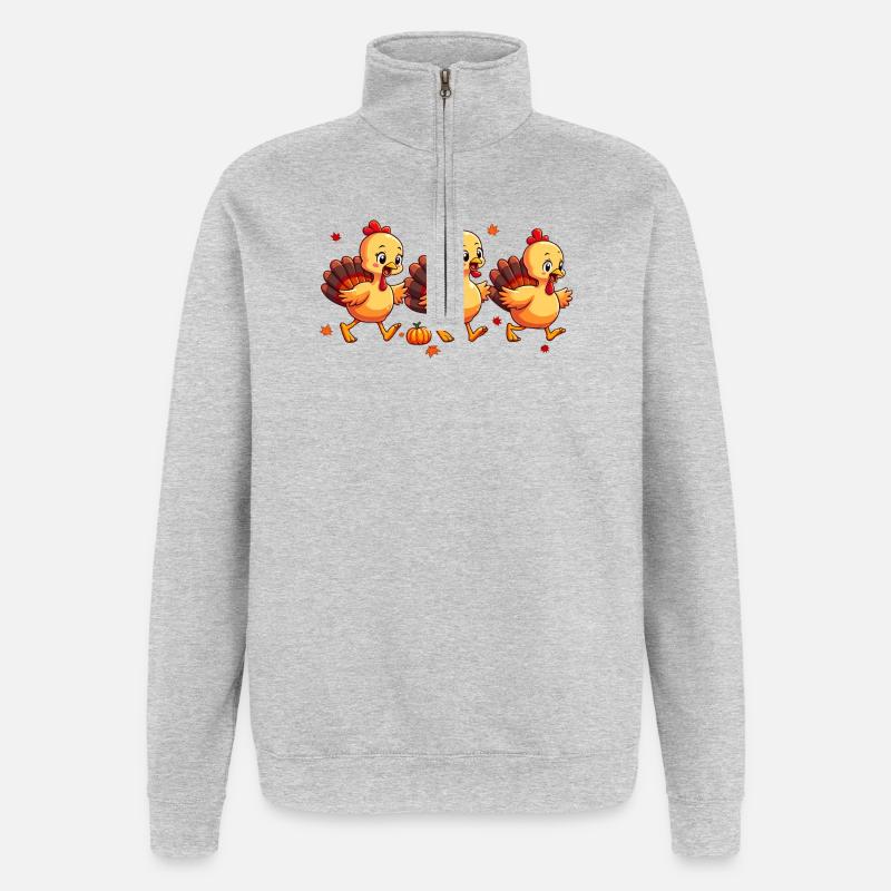 Bébé dinde de Thanksgiving - Sweat à zip 1/4 - gris chiné