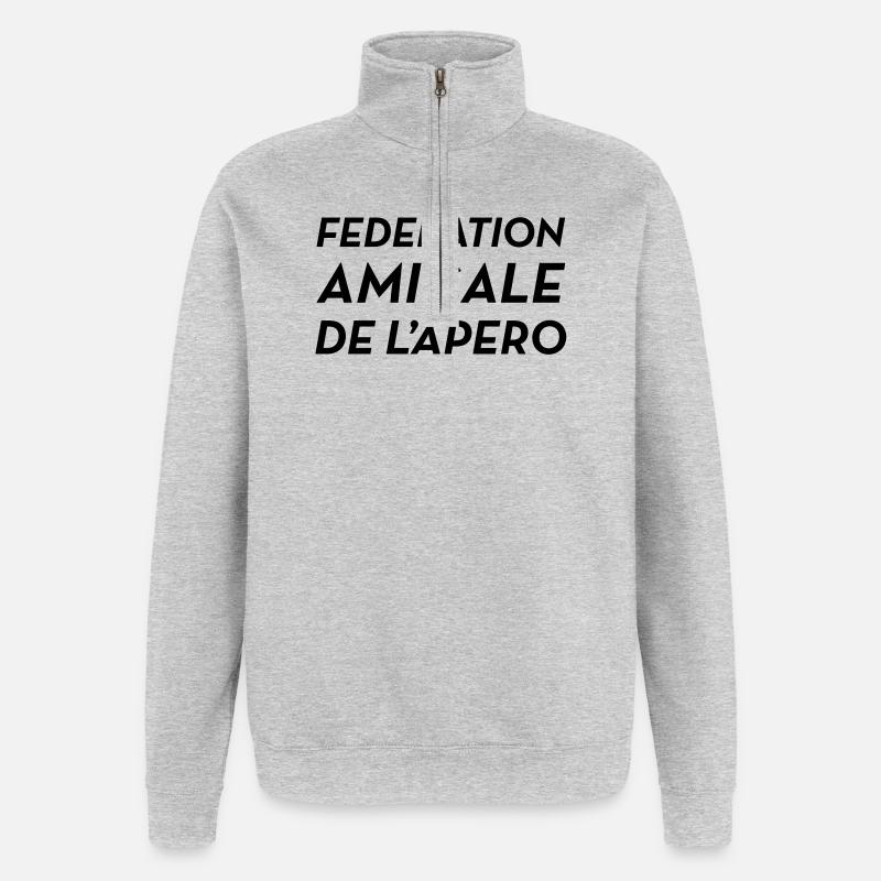 Fédération Amicale de l’Apéro - Sweat à zip 1/4 - gris chiné