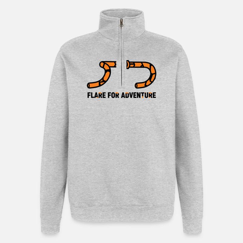 Neobrutalistisches Lenker-Leuchtturm-Abenteuer - Quarter-Zip-Sweatshirt - Grau meliert