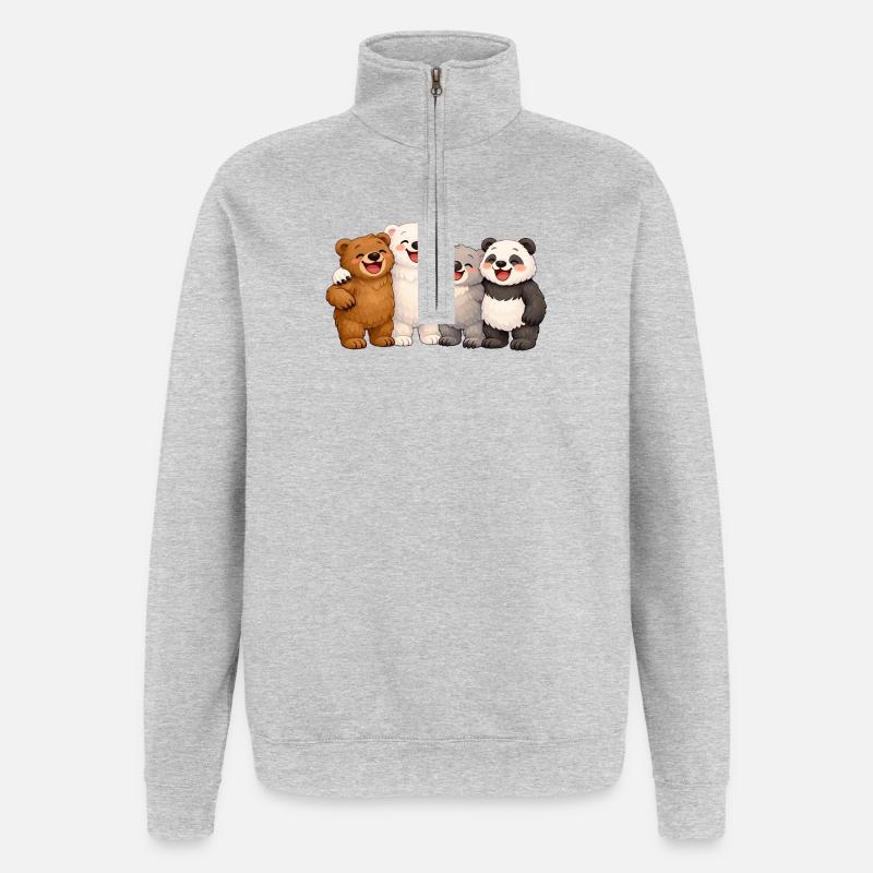 Vier Bären in Freundschaft - Quarter-Zip-Sweatshirt - Grau meliert