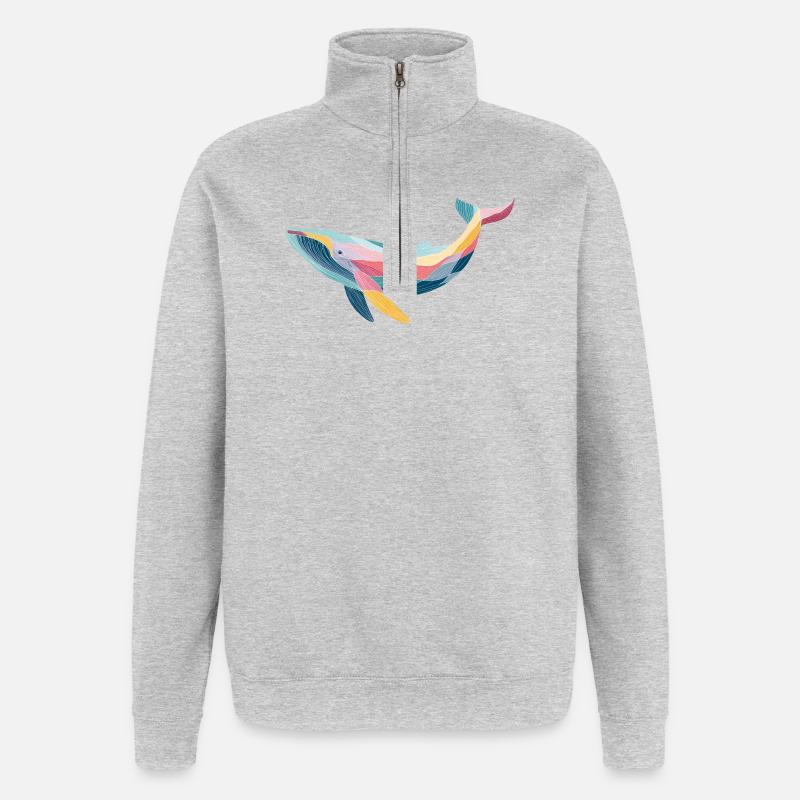 Wal, Meerestier - Quarter-Zip-Sweatshirt - Grau meliert