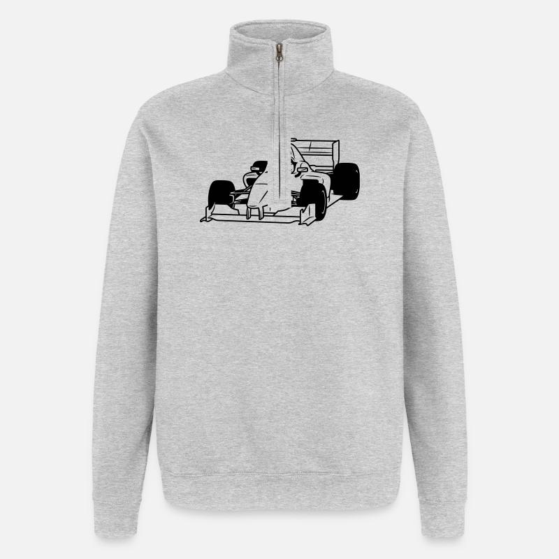 Course automobile - Sweat à zip 1/4 - gris chiné