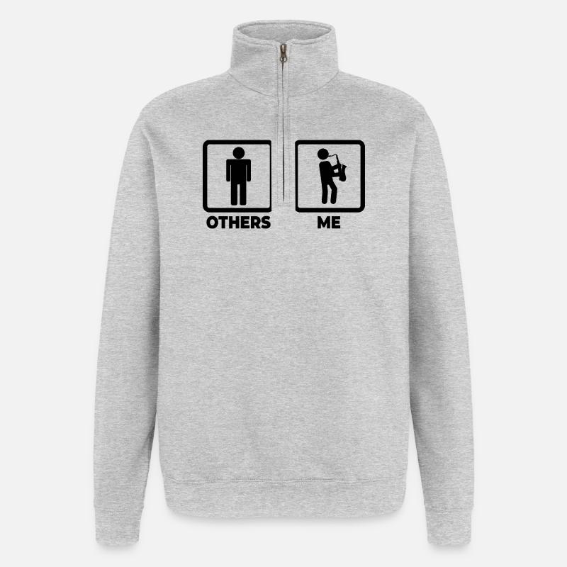 Moi en tant que saxophoniste - Sweat à zip 1/4 - gris chiné