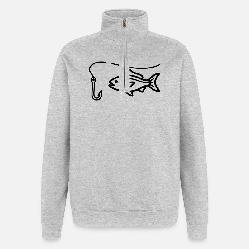 Club de pêche à l’hameçon - Sweat à zip 1/4 - gris chiné
